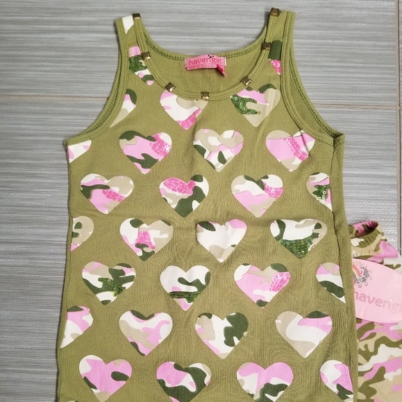 NEW pink camo heart ribbed tank & pants - Picture 2 of 3